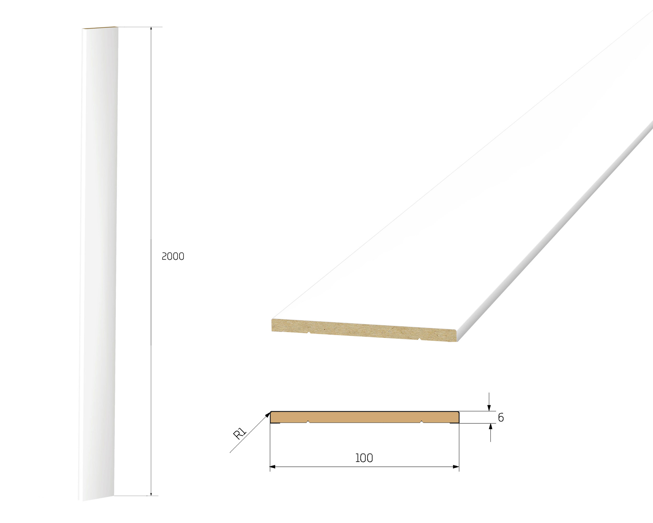Boazeria ścienna FRAME - długość 200 cm, wysokość 123 cm - zestaw listew MDF listwa-wienczaca-plano-xl
