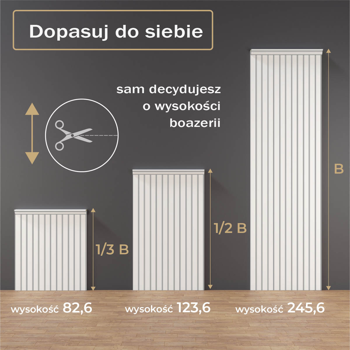 Panele angielskie z płyty MDF w różnych wariantach wysokości