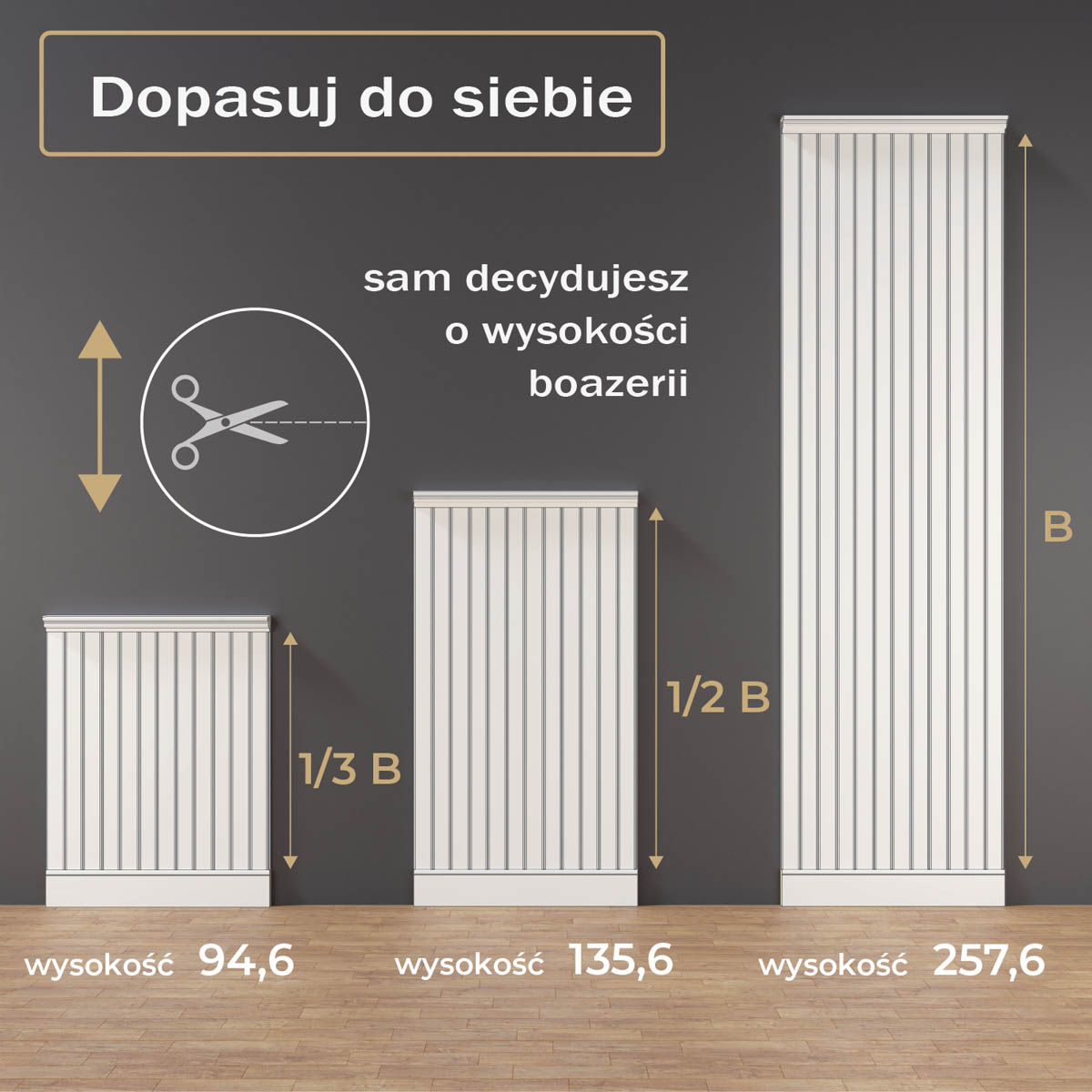 Dopasowanie boazerii na ścianę Nova-1 do wnętrza