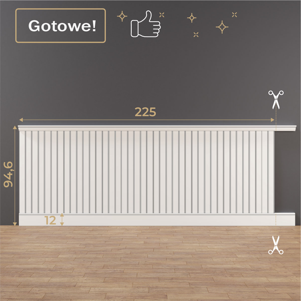 Gotowa boazeria ścienna Nova-1 po zamontowaniu