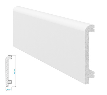 Biała Listwa Podłogowa Krome P10018 z Polistyrenu o Wysokiej Gęstości (240 cm x 10 cm x 1,8 cm)