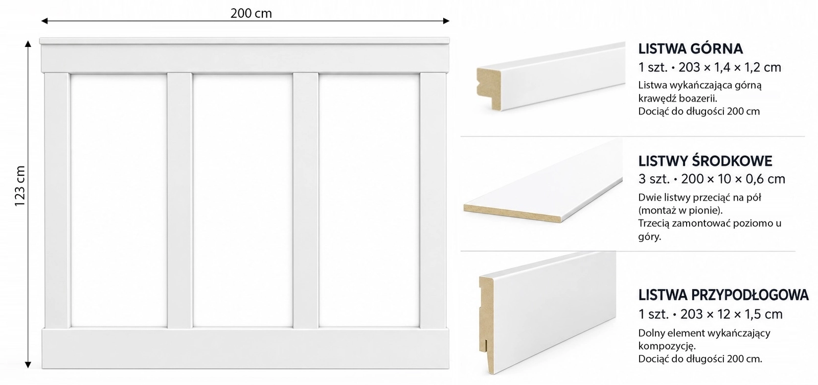 Boazeria ścienna FRAME do malowania - długość 200 cm, wysokość 123 cm + Farba biały RAL9010 pol_pl_Boazeria-scienna-FRAME-do-malowania-dlugosc-200-cm-wysokosc-123-cm-Farba-bialy-RAL9010-3851_6