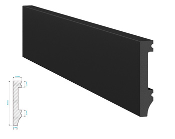 Listwa podłogowa Krome P8015B, polistyrenowa, kolor czarny, wymiary 240 cm x 8 cm x 1,5 cm