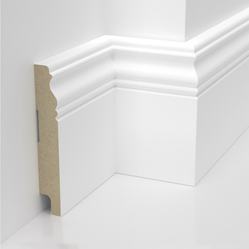 Listwa podłogowa ALEXA z MDF, biała, lakierowana, z powłoką wodoodporną, 10cm