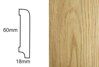 Listwa podłogowa z forniru lakierowana CP60, dąb (240 cm x 6 cm x 1,8 cm)