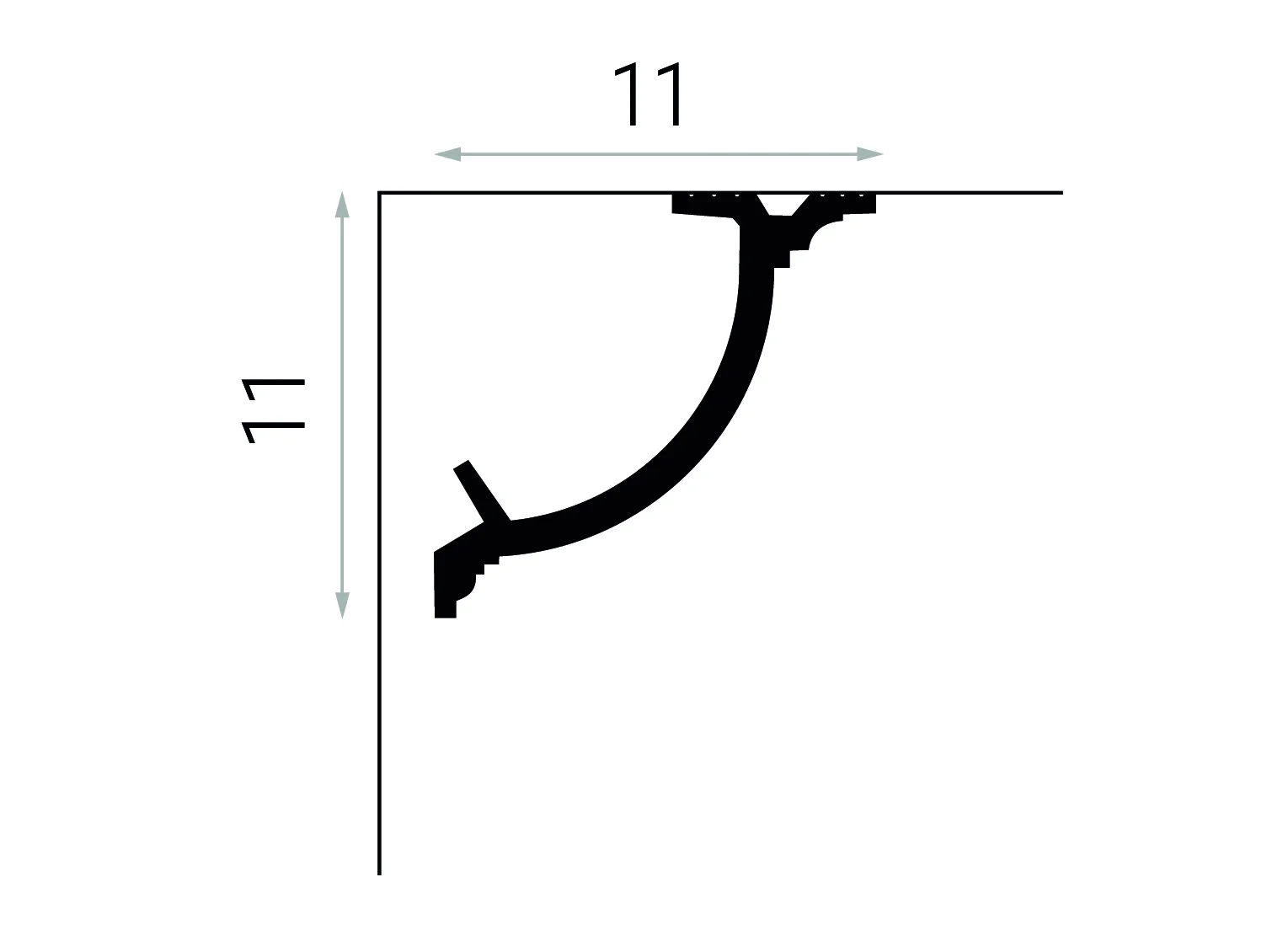 Listwa oświetleniowa QL017 PolyForce – profil techniczny z wymiarami 10 cm wysokości i 2,5 cm szerokości.