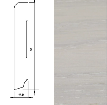 Drewniana listwa przypodłogowa lakierowana 95/15 (240 cm x 9,5 cm x 1,5 cm) Dąb Biały lakier