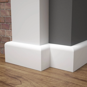 PRÓBKA 20 CM - Listwa przypodłogowa MDF lakierowana biała FOGE - LB1 6cm