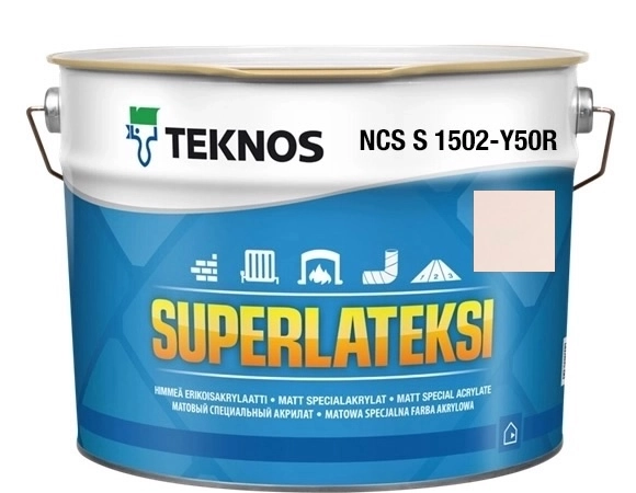 Farba Teknos Superlateksi Kaszmir – puszka matowej farby akrylowej z kodem NCS S 1502-Y50R.