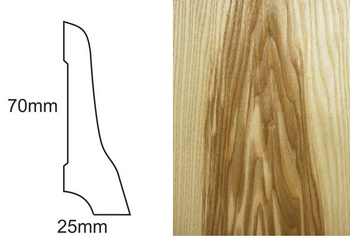 Listwa podłogowa fornirowana, nielakierowana, jesion ciemny LP70 (240 cm x 7 cm x 2,5 cm)