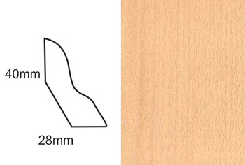 Listwa bukowa fornirowana, lakierowana LP50 o wymiarach 240 cm x 4 cm x 2,8 cm