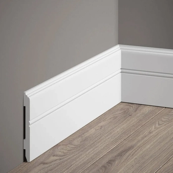 Listwa przypodłogowa Premium MD354P biała wym. 200 x 1.1 x 10.7 cm, z PolyForce