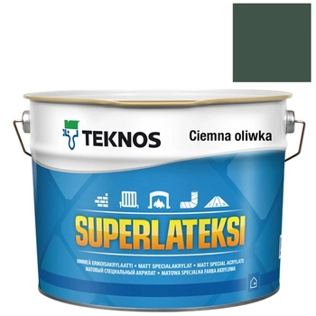Teknos Superlateksi, matowa farba do boazerii, listew i sztukaterii, pojemność 0,9 L, kolor Grafit oliwkowy