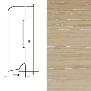 Drewniana listwa przypodłogowa lakierowana 60/16 (240 cm x 6 cm x 1,5 cm) Dąb Cream
