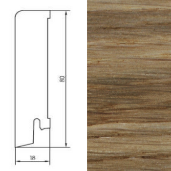 Lakierowana listwa dębowa przypodłogowa 80/18 Szczotka (240 cm x 8 cm x 1,8 cm)