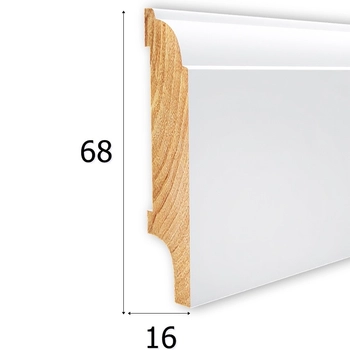 Listwa przypodłogowa drewniana lakierowana AGAT68 (240 cm x 6,8 cm x 1,6 cm) biały RAL 9003