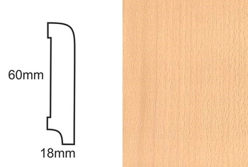 Listwa przypodłogowa fornirowana nielakierowana CP60 (240 cm x 6 cm x 1,8 cm) buk
