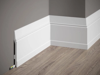 Listwa Podłogowa Biała MD361P, wymiary 200 x 1.5 x 14.4 cm, materiał PolyForce