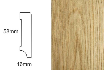 Lakierowana listwa podłogowa z forniru dębowego CP58 (240 cm x 5,8 cm x 1,6 cm)