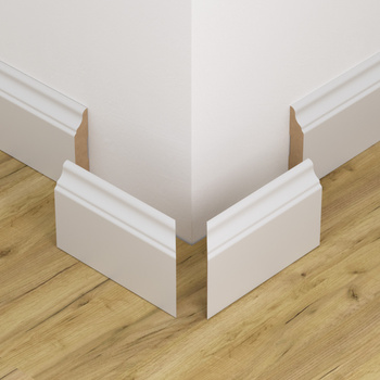 Biały narożnik zewnętrzny do listwy przypodłogowej z powłoką wodoodporną HAVANA 8cm