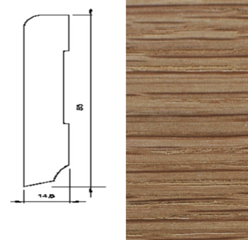 Listwa dębowa przypodłogowa, olejowana, wymiary 240 x 6 x 1,5 cm, Olej Naturalny
