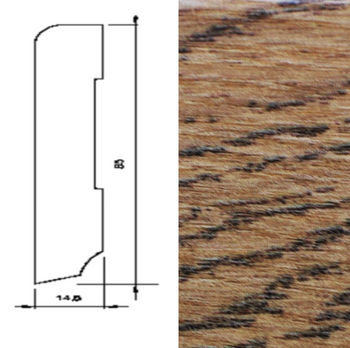 Listwa podłogowa z drewna dębowego, lakierowana, w kolorze Antic 60/16 (240 cm x 6 cm x 1,5 cm)