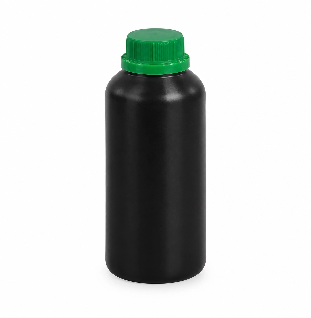 Biała farba do listew 50ml – biała butelka z zieloną nakrętką na białym tle.