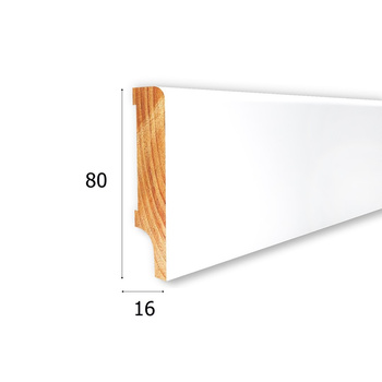 Listwa podłogowa drewniana LAPIS 80, biała RAL 9003, lakierowana, drewno iglaste (240 cm x 8 cm x 1,6 cm)