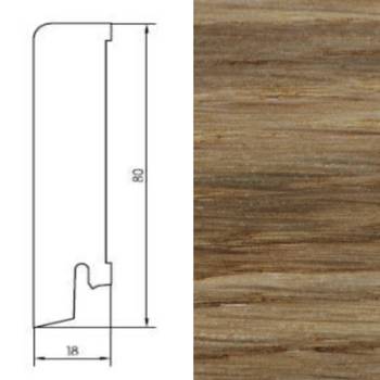 Drewniana listwa przypodłogowa lakierowana 80/18 (240 cm x 8 cm x 1,8 cm) Dąb Szczotka