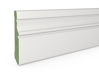 Wilgocioodporna Listwa podłogowa MDF PLUS biała F4, półmatowy lakier RAL 9003 (262 cm x 12 cm x 1,8 cm)