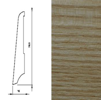 Lakierowana listwa przypodłogowa z jesionu KS80 (240 cm x 7,9 cm x 1,6 cm)
