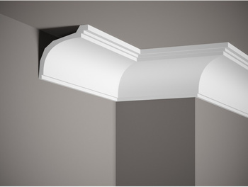 Biała Listwa Dekoracyjna Przysufitowa MD110, wymiary 200 x 10.6 x 8.9 cm