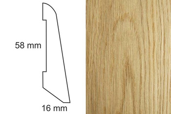 Lakierowana Listwa Podłogowa Fornirowana LS58 Dąb (240 cm x 5,8 cm x 1,6 cm)