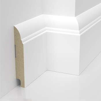 20cm Próbka - Biała listwa przypodłogowa BELLA z MDF, lakierowana, z powłoką wodoodporną, 10cm