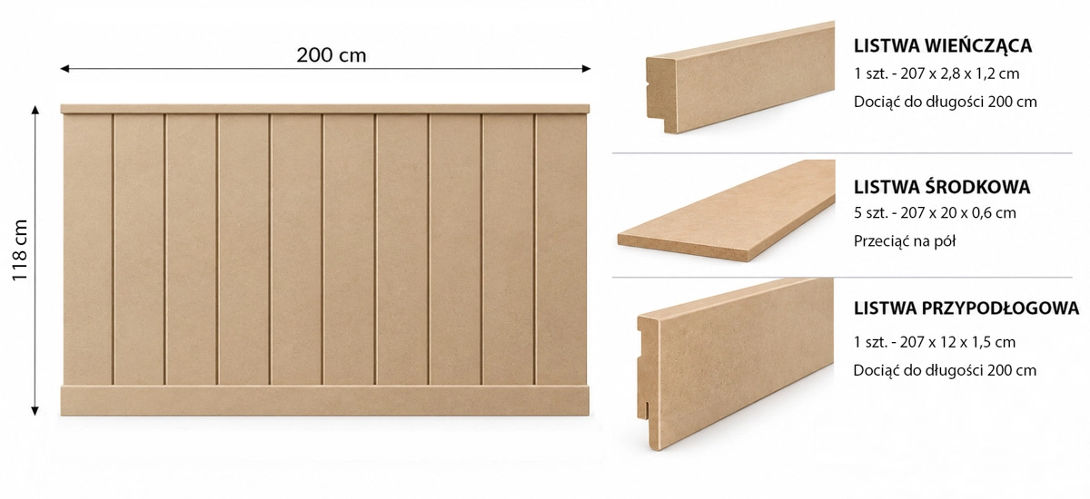 Boazeria ścienna LOFT MDF surowa do malowania - długość 200 cm, wysokość 118 cm pol_pl_Boazeria-scienna-LOFT-MDF-surowa-do-malowania-dlugosc-200-cm-wysokosc-118-cm-4401_3