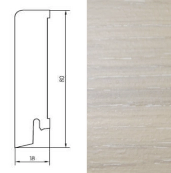 Drewniana listwa przypodłogowa lakierowana 80/18 (240 cm x 8 cm x 1,8 cm) Dąb Bryza