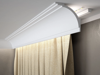 Biała Osłona na Karnisz MD105H z PolyForce, wymiary 300 x 12 x 10.8 cm