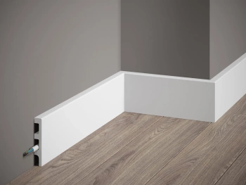 Premium Listwa Podłogowa MD014P biała, wymiary 200 x 1.4 x 8 cm, wykonana z PolyForce