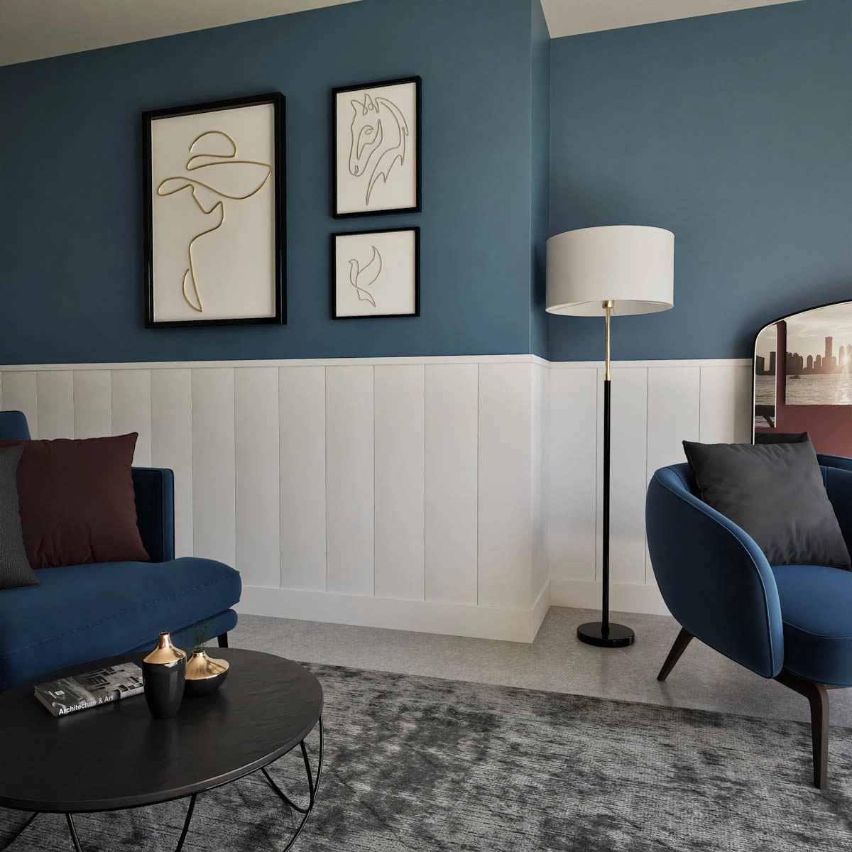 Boazeria ścienna MDF - długość 200 cm / wysokość 114,5 cm (zestaw Plano XL / Elegant XL / Duo)