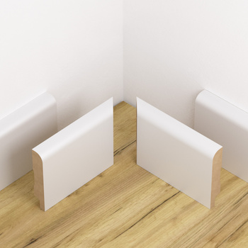 Biały narożnik wewnętrzny do listwy przypodłogowej z lakierem wodoodpornym SOLO 10cm