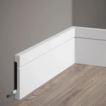 Listwa przypodłogowa Premium MD356P biała wym. 200 x 1.6 x 10.8 cm, z PolyForce