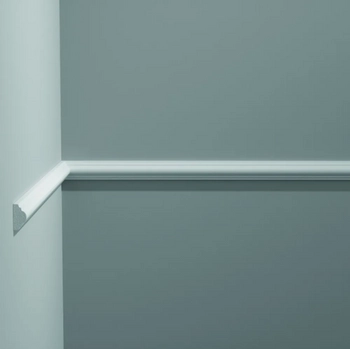Listwa ścienna gładka Creativa LPC-42, biała, wym. 2.5 x 1.3 x 244 cm