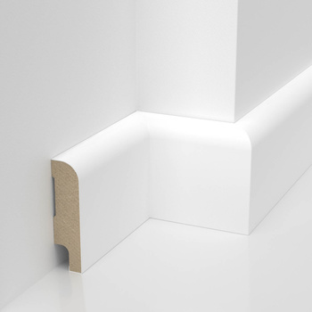Próbka 20cm - Biała Listwa MDF Przypodłogowa z Powłoką Wodoodporną Solo 6cm