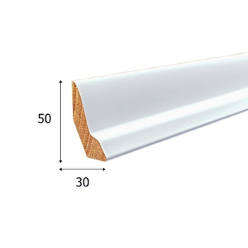 Drewniana listwa przypodłogowa biała, lakierowana, LP60 RAL 9003 (240 cm x 5 cm x 3 cm)