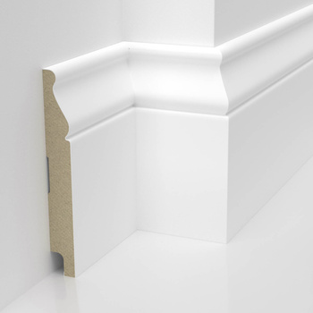 Listwa podłogowa MDF w kolorze białym z powłoką wodoodporną ALEXA, wysokość 12cm