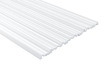 Panel z lamelami Vivid WP003P w kolorze biały RAL 9003 o wymiarach 270 x 1.6 x 24.7 cm, wykonany z PolyForce