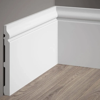Listwa przypodłogowa MD020 biała wym. 200 x 1.9 x 19.8 cm, z PolyForce