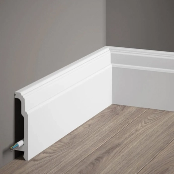 Listwa przypodłogowa MD363 biała wym. 200 x 2.3 x 10.6 cm, z PolyForce