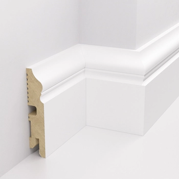 PRÓBKA 20 CM - Listwa przypodłogowa MDF lakierowana biała FOGE LB3 8cm