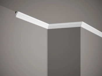 Listwa ProFoam z styropianu przysufitowa MDB180, biała, wymiary 200 x 1.5 x 2.5 cm.